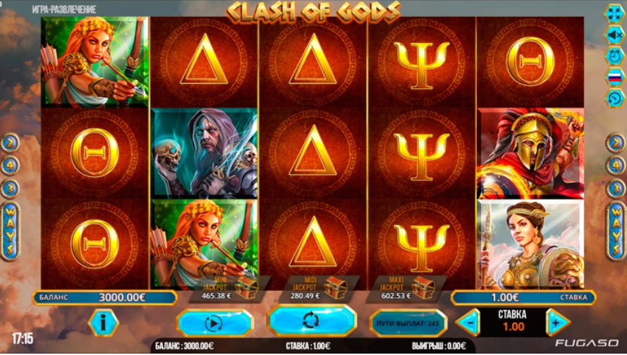 Clash of Gods ойын автоматы: мистикалық символ және прогрессивті джекпот