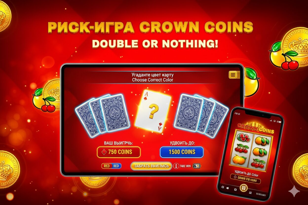 Crown Coins слотындағы Gamble тәуекел-ойыны функциясы
