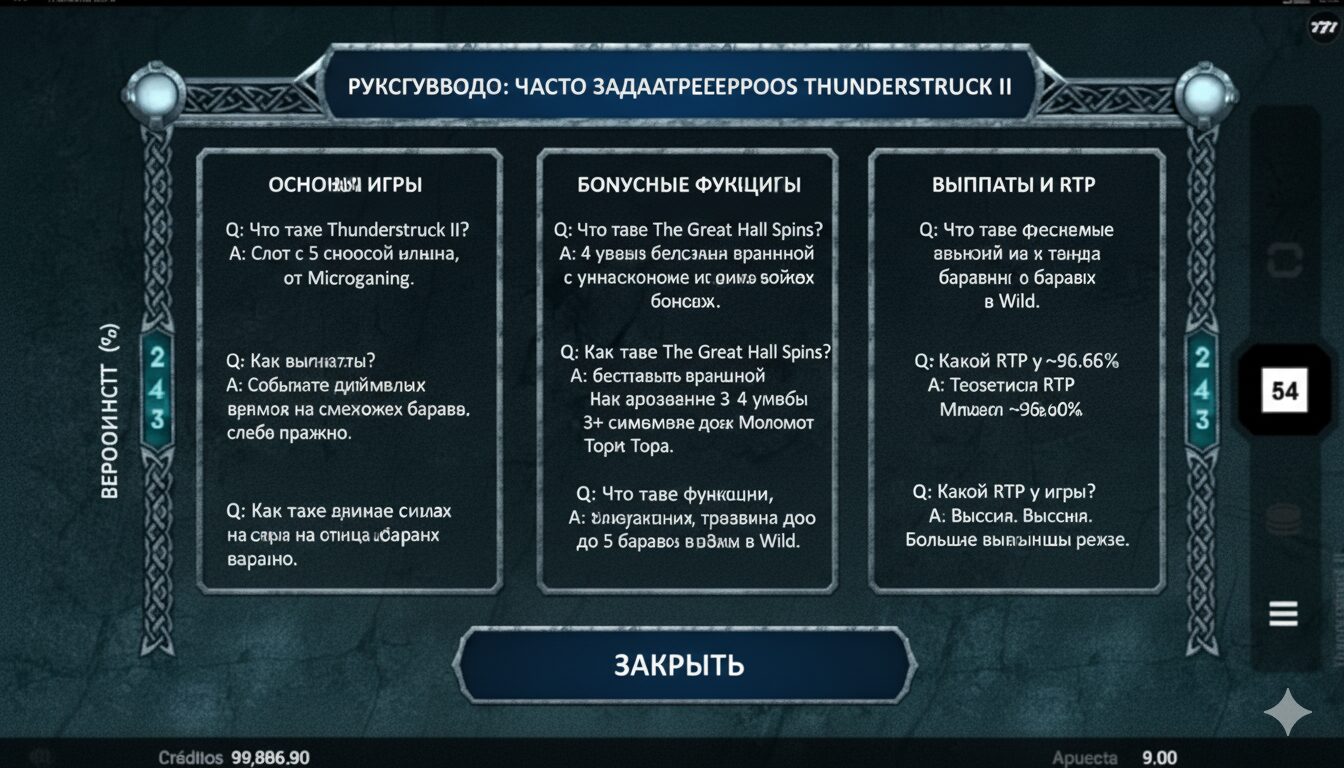 Руководство по часто задаваемым вопросам Thunderstruck II