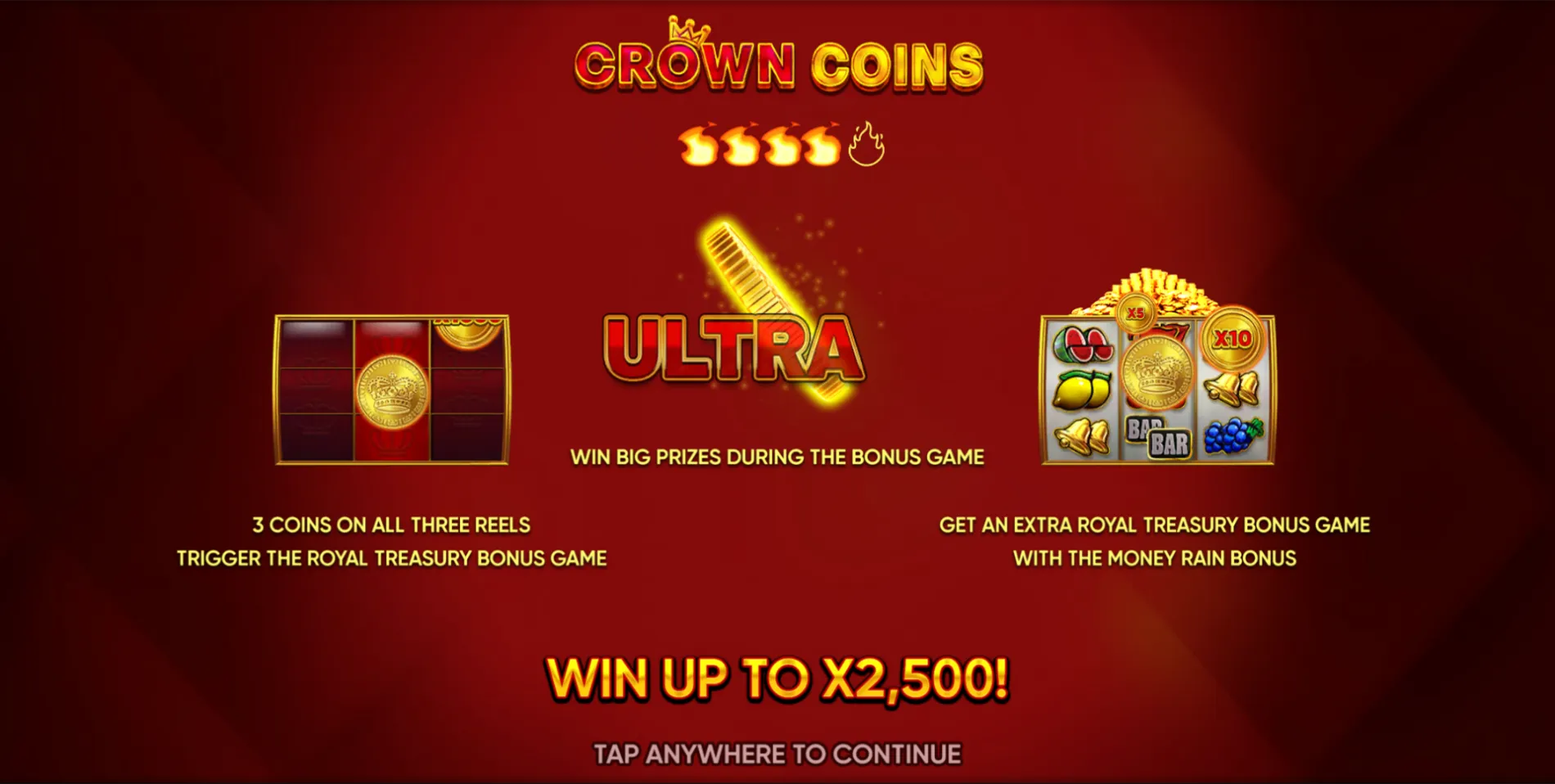 Crown Coins слотының техникалық сипаттамалары және төлем кестесі