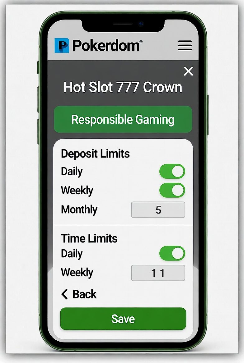Панель настроек ответственной игры в личном кабинете Pokerdom